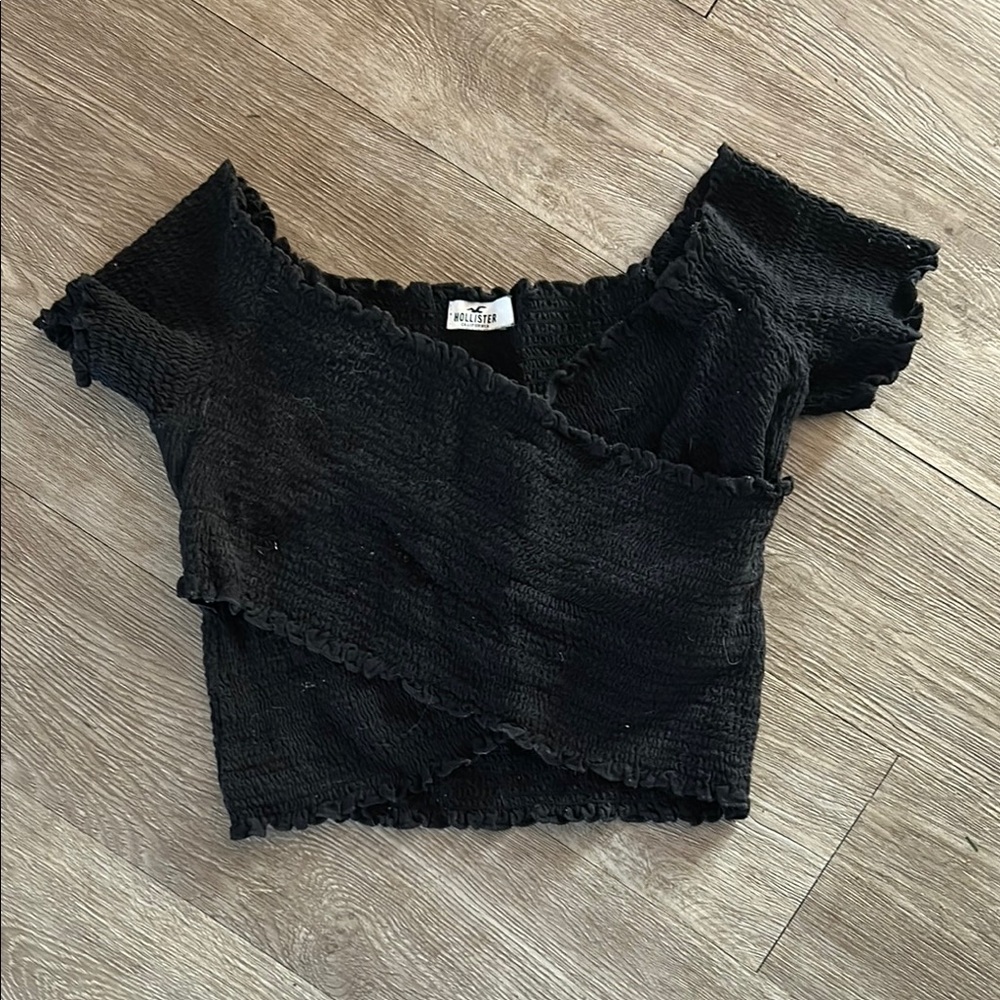 Hollister Black Smocked crop Top